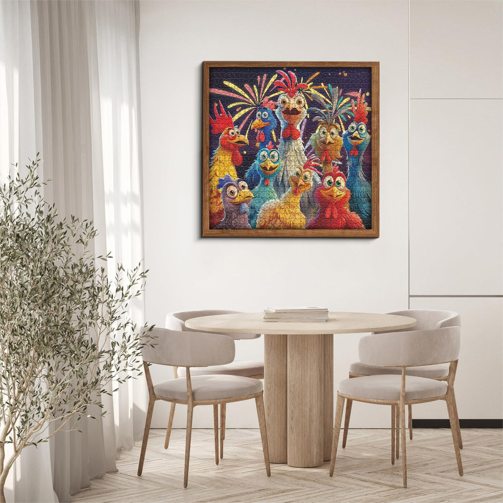 PICKFORU chicken puzzle adds color and whimsy to home decor.