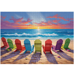 PICKFORU Colorful Beach Scene Puzzle: vibrant artwork to brighten your living space.