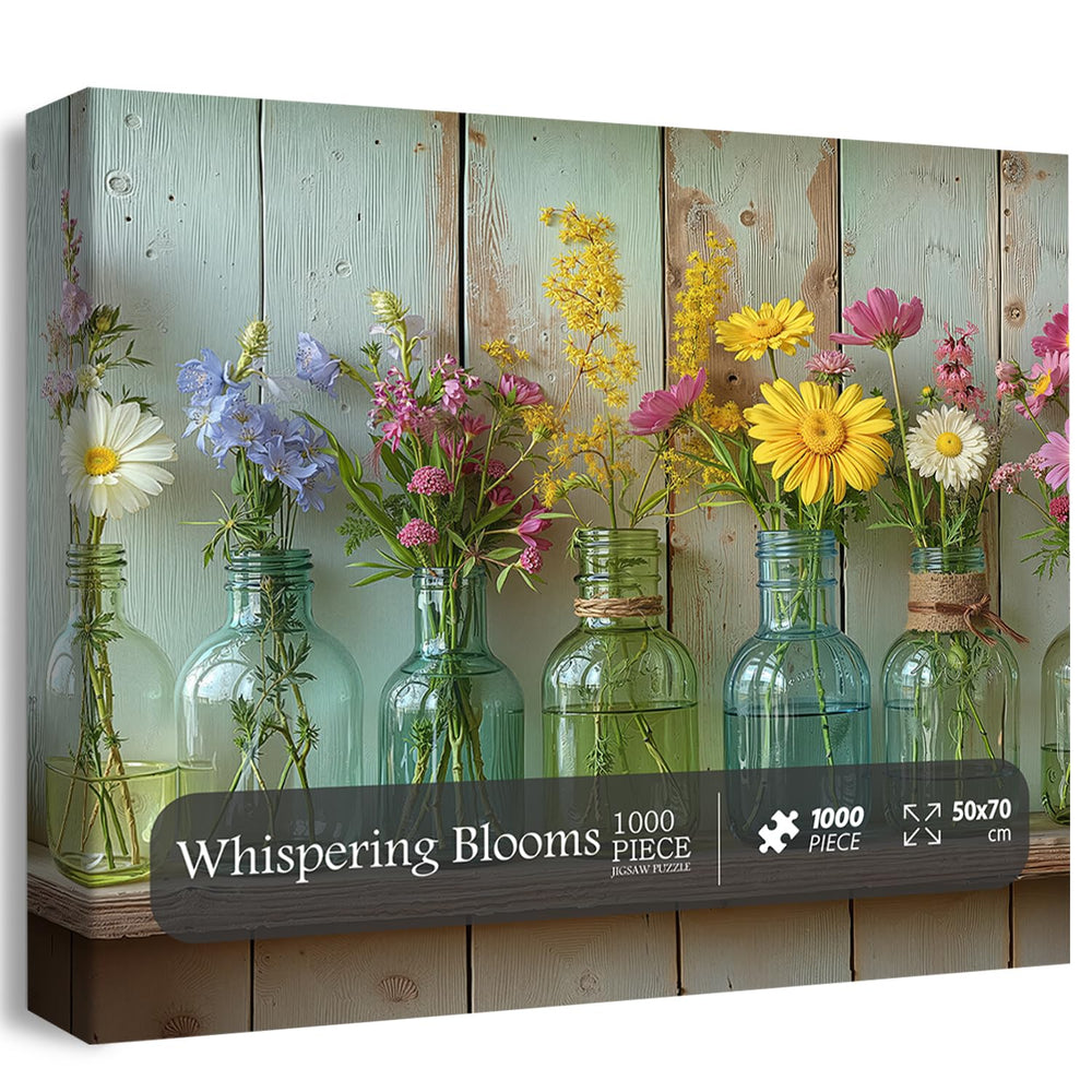 PICKFORU completed 1000-piece puzzle displays vibrant garden scene ready for framing