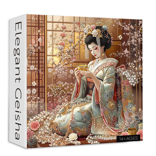 PICKFORU Elegant Geisha Puzzle box image showing packaging and poster for quick reference