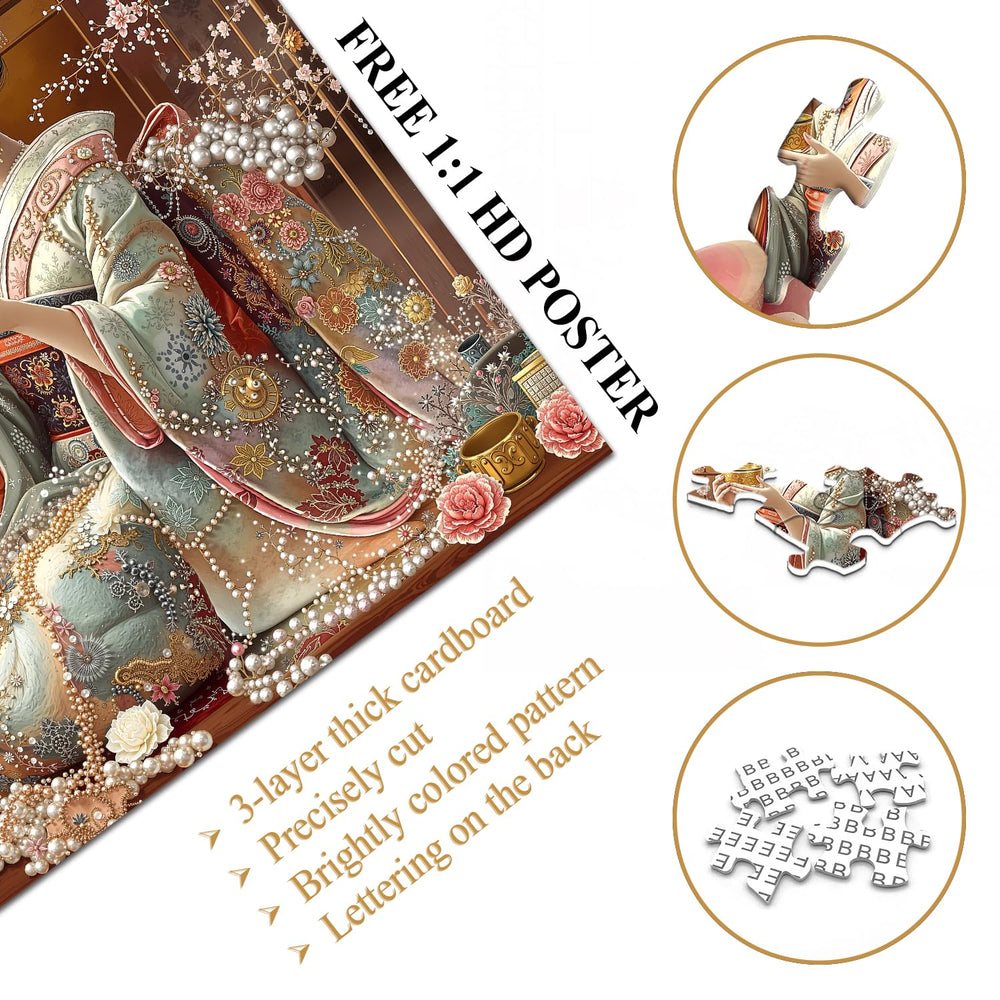 PICKFORU Elegant Geisha Puzzle vivid colors on a Japanese art scene promote immersion