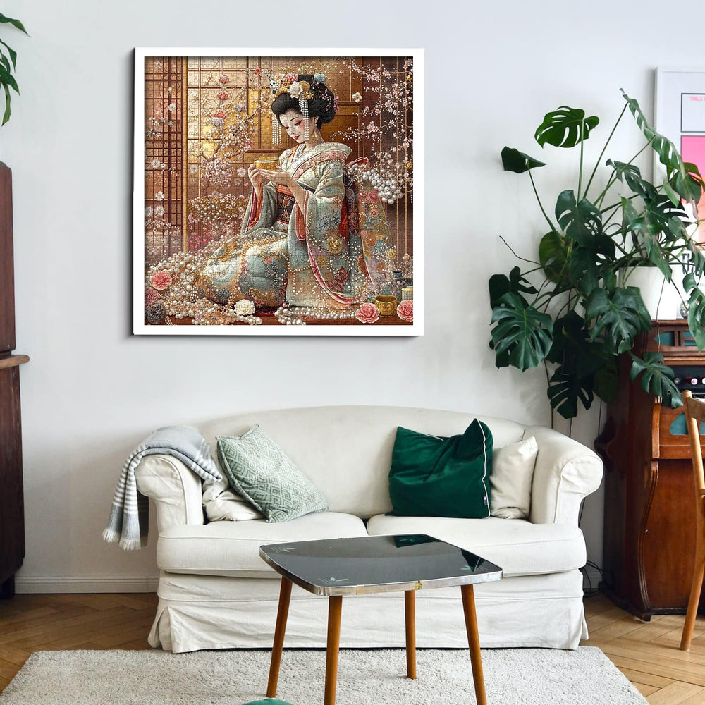 PICKFORU Elegant Geisha Puzzle wall-art-ready display enhances room ambiance