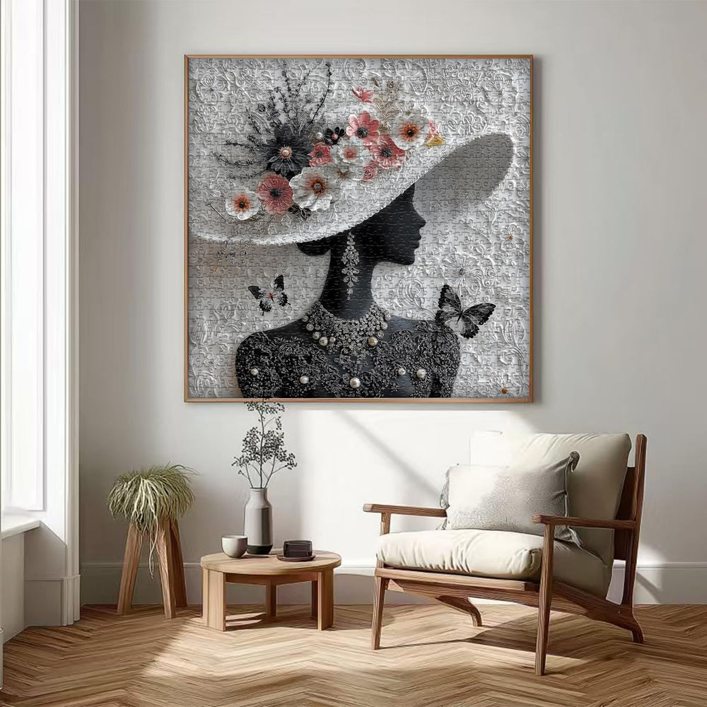 PICKFORU Floral Muse Puzzle 60.6 cm square image suits wall display.