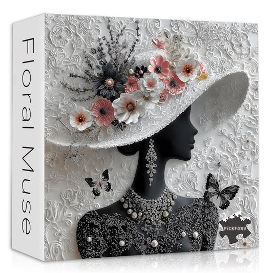 PICKFORU Floral Muse Puzzle Elegant Lady box image, ideal for gifting and display.