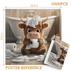 PICKFORU Highland Cow Puzzle back with ABC letters for simple assembly.