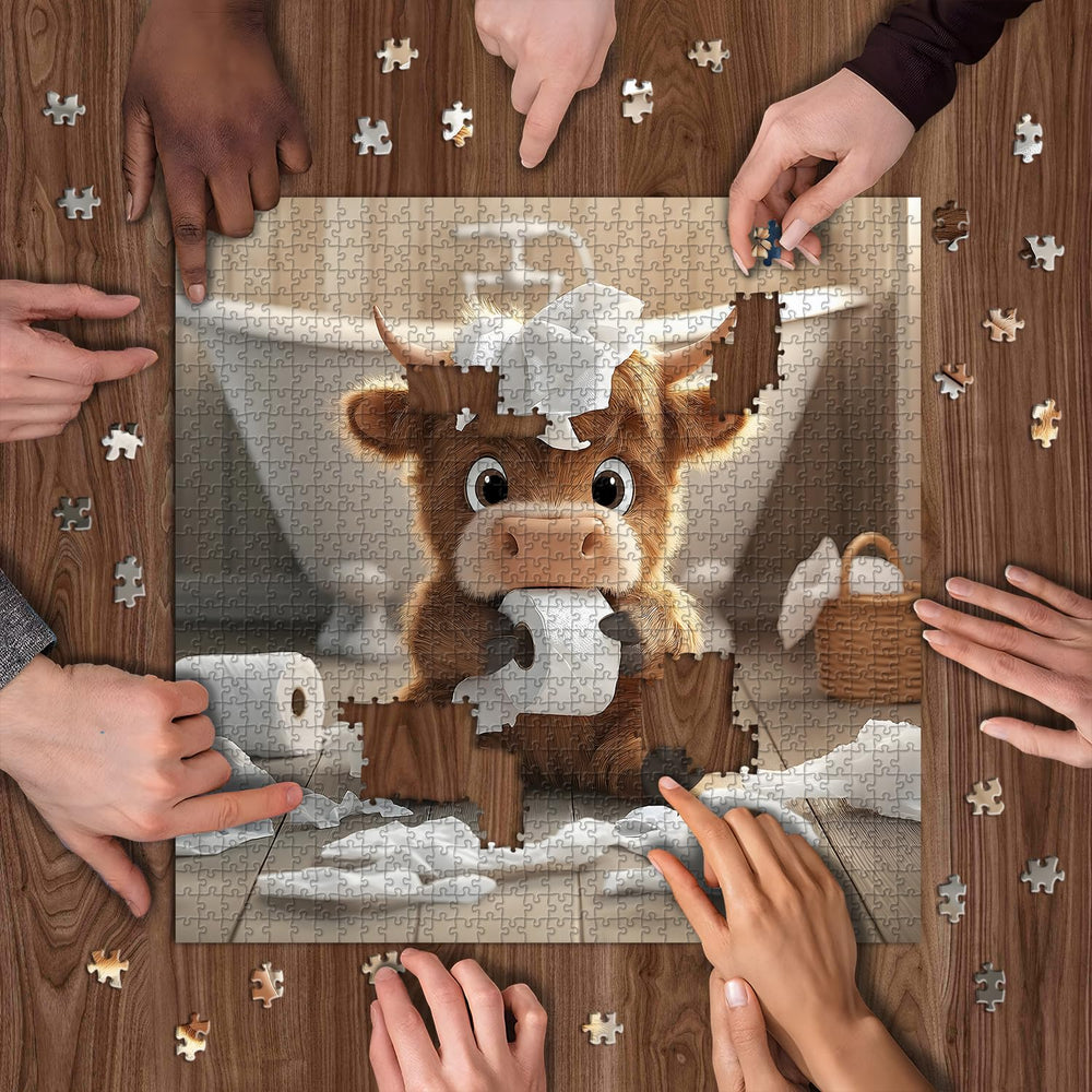 PICKFORU Highland Cow Puzzle sturdy three-layer cardboard construction.