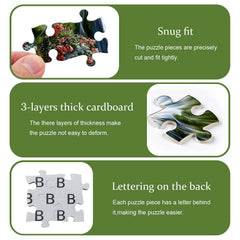 PICKFORU Impossible Puzzle shows 60x60 cm finished size for focused assembly