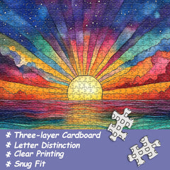 PICKFORU ocean-sunset-gradient puzzle—vivid sky tones energize solo puzzling sessions.