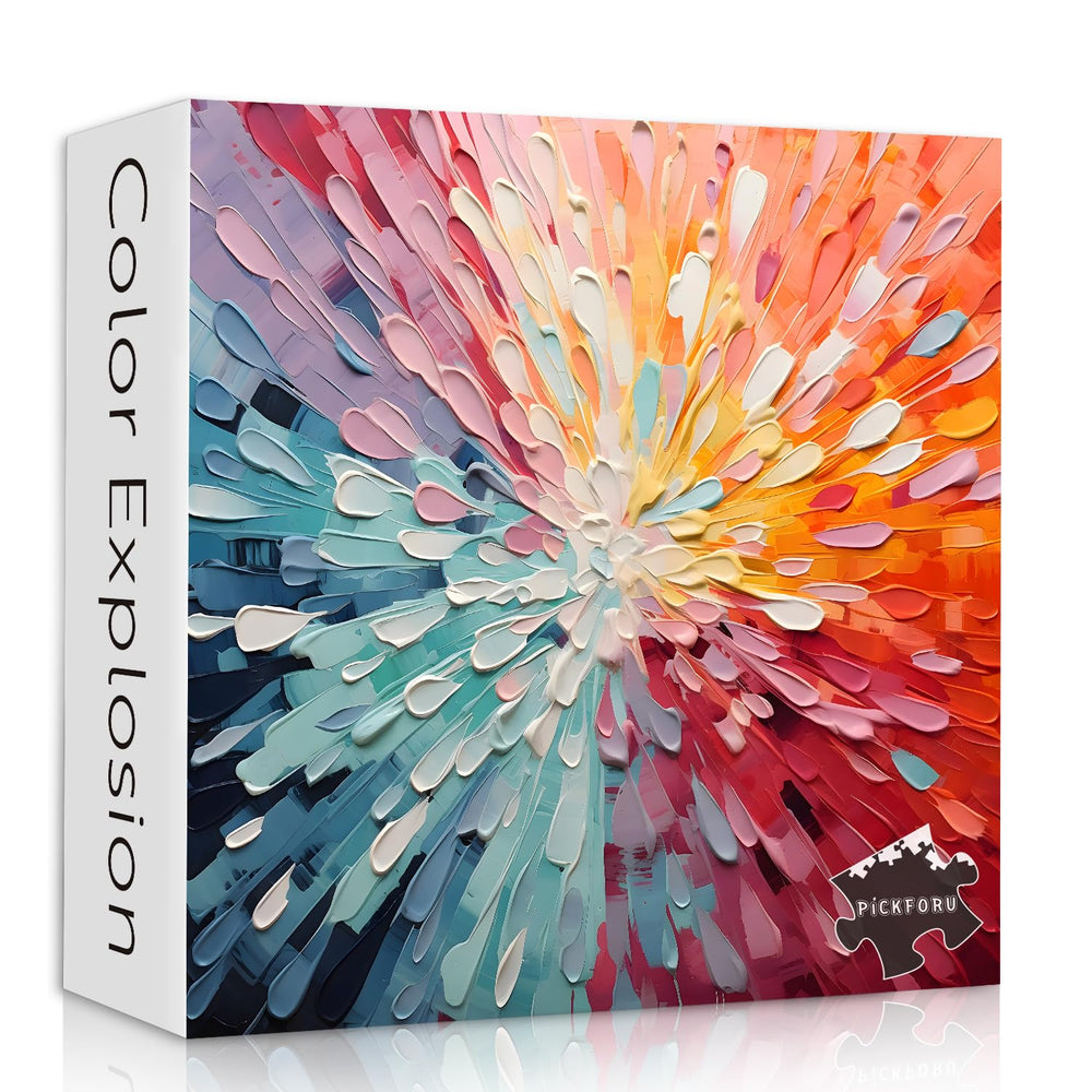 PICKFORU 1000-piece puzzle box with sturdy packaging and reference poster