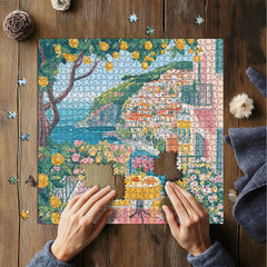 PICKFORU Italy Cinque Terre puzzle lemons scent scene, bright Mediterranean vibe