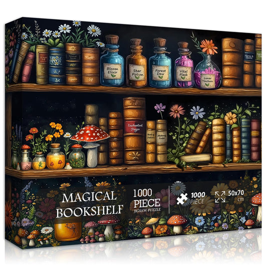 PICKFORU Magic Bookshelf Puzzle box packaging with the 1000-piece set