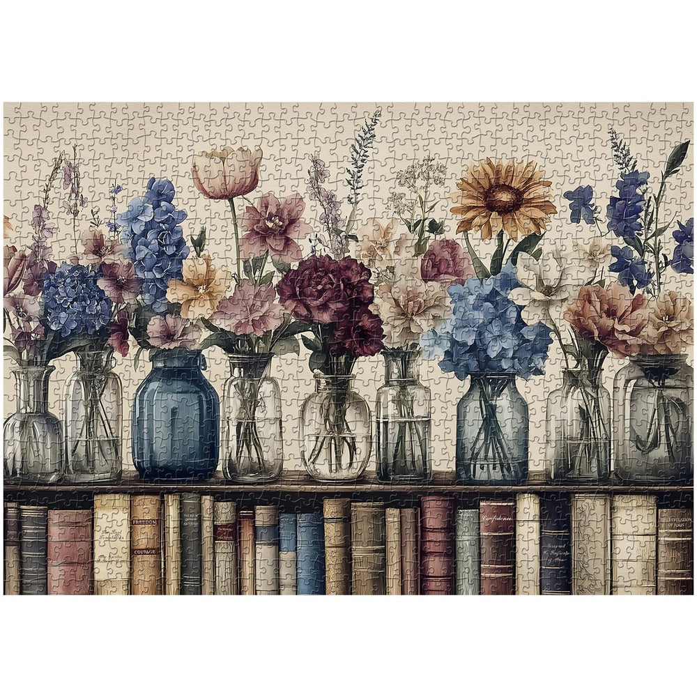 PICKFORU Retro Wildflowers floral detail enhances shelves with a vintage vibe