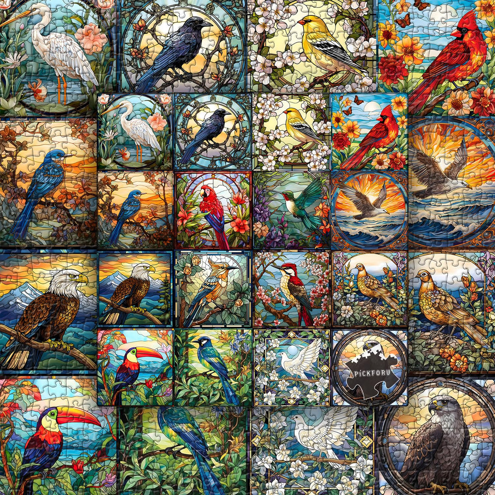 PICKFORU stained glass puzzle back labels aid quick assembly for puzzlers.