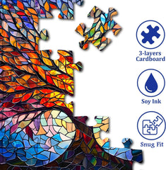 PICKFORU tree of life puzzle completed with poster reference to guide assembly