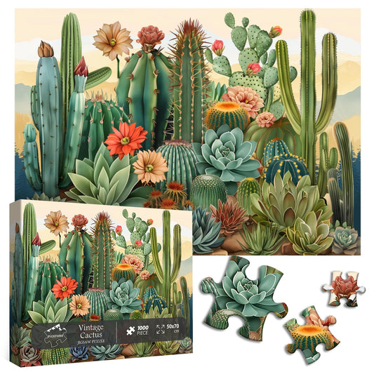 PICKFORU vintage cactus puzzle 1000 pieces ready for display
