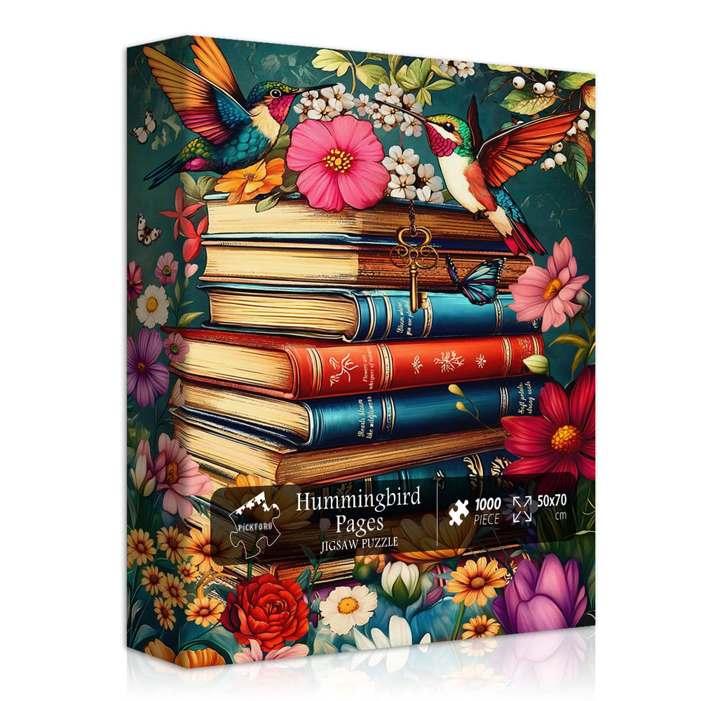 PICKFORU Wildflower Pages puzzle featuring hummingbird pair for relaxing evenings and wall art