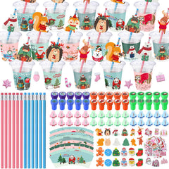 Pickmesh Christmas cups with woodland designs, ideal for festive party favors.