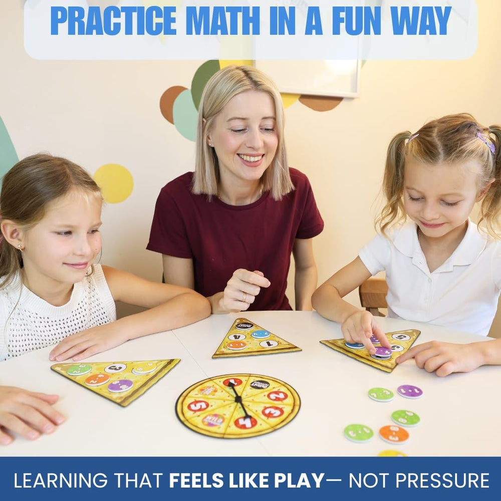 Pidoko Kids Matheroni Pepperoni tokens arranged for quick math practice.