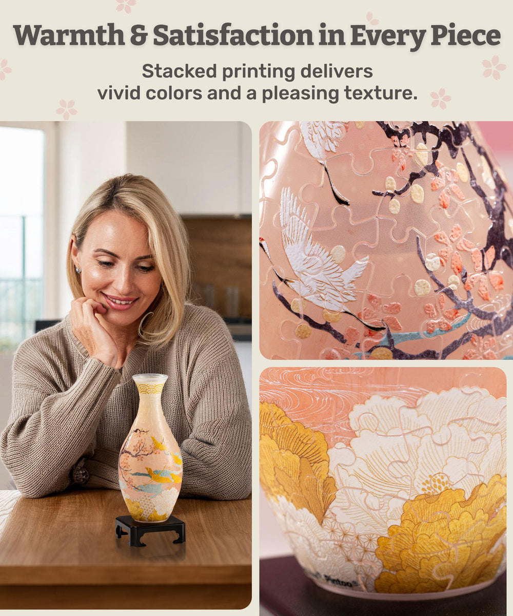 PieceRelax Spring Symphony 3D puzzle vase ready for bouquet or single-stem arrangements