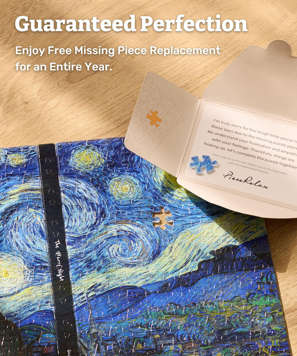 PieceRelax replacement plan provides peace of mind for missing pieces.