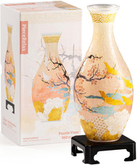 PieceRelax Spring Symphony vase assembly showing vivid puzzle design for stylish decor
