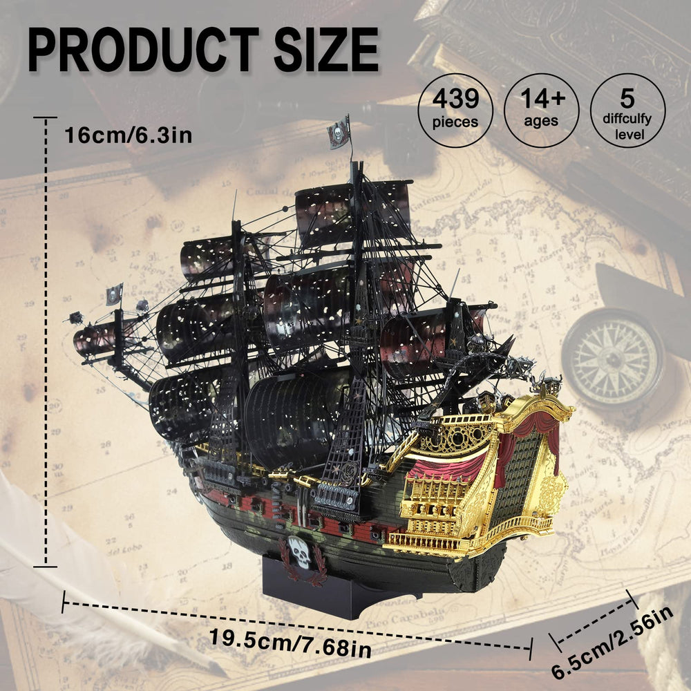 Piececool Queen Anne's Revenge finished model on desk ready for display