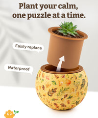 PieceRelax dual-layer planter detail shows drainage cup and sealed drip tray