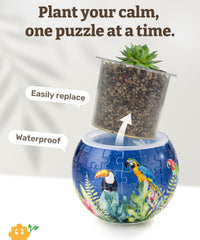 PieceRelax fully assembled 3D puzzle planter on display