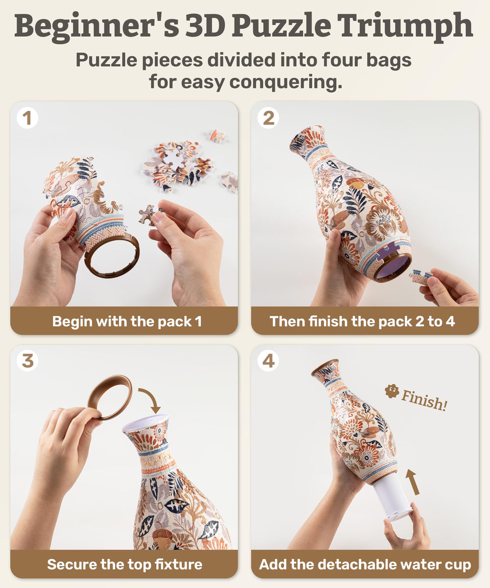 PieceRelax adult puzzle vase features a striking, intricate design