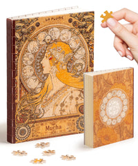 PieceRelax Alphonse Mucha Zodiac cover with interlocking puzzle pieces.