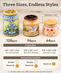 PieceRelax Daisy Breeze interlock design closeup demonstrates sturdy 64-piece puzzle