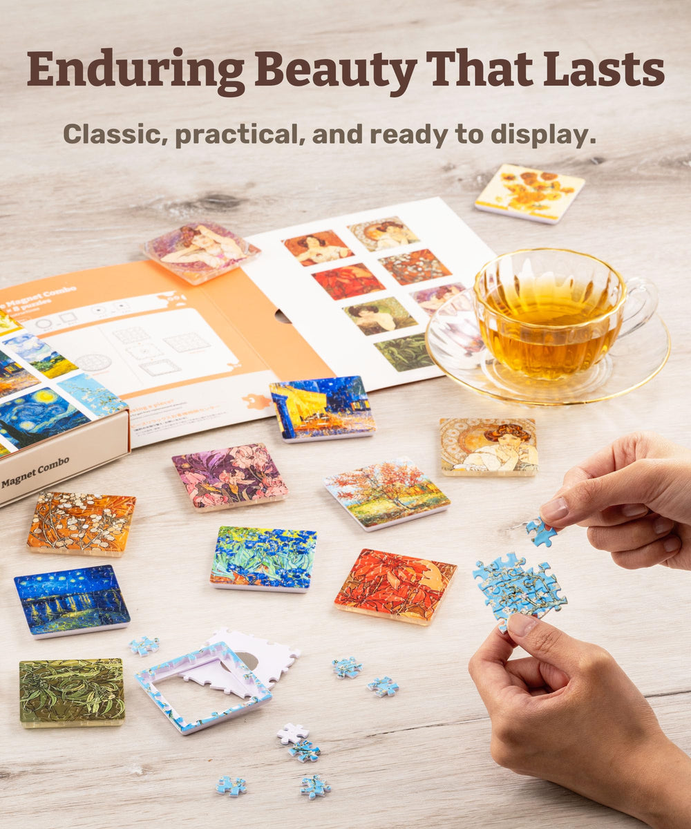 PieceRelax durable magnetic puzzle resists wear for long lasting fridge art.