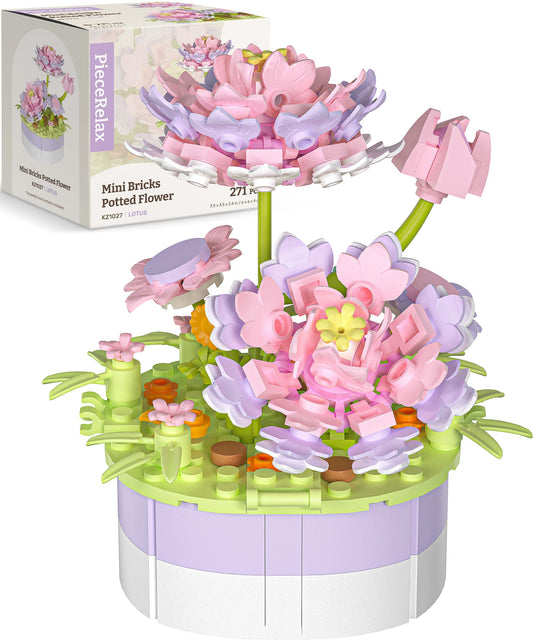 PieceRelax lotus mini bricks flower-building-set for stylish home decor