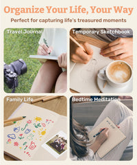 PieceRelax storage compartment in cover keeps small notes organized.