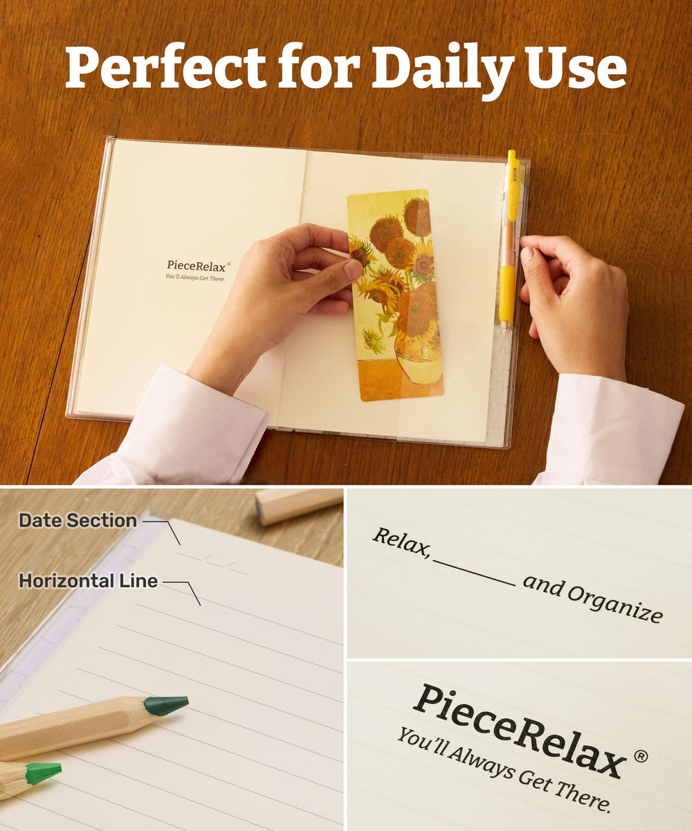 PieceRelax waterproof puzzle cover shields pages during travel or rain.