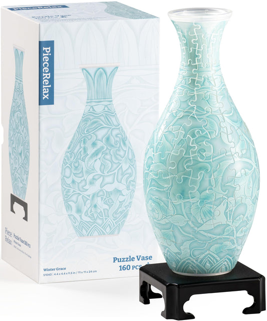PieceRelax Winter Grace assembled 3D puzzle vase for stylish home decor