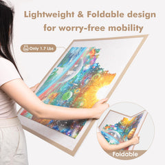 Piecevana puzzle board four-trays arrangement keeps pieces sorted and within reach.