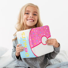 Piefectpie Pink Donut binder closed with zipper for secure travel.