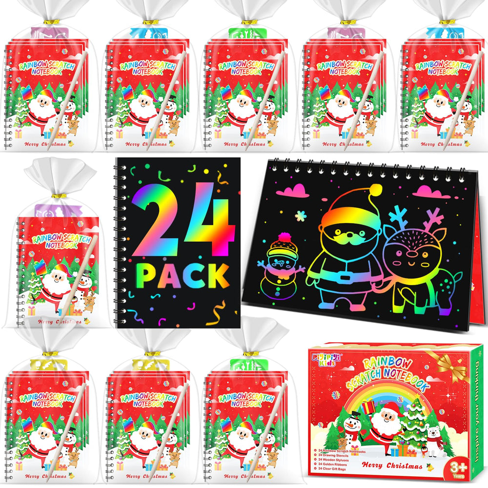Pigipigi Kids rainbow scratch art notebook pack for festive party favors