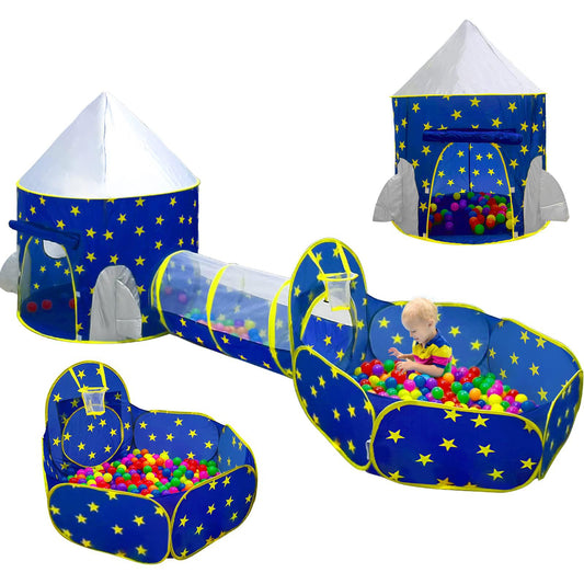PigPigPen Space World 3-in-1 play tent with ball pit for curious toddlers' active play.