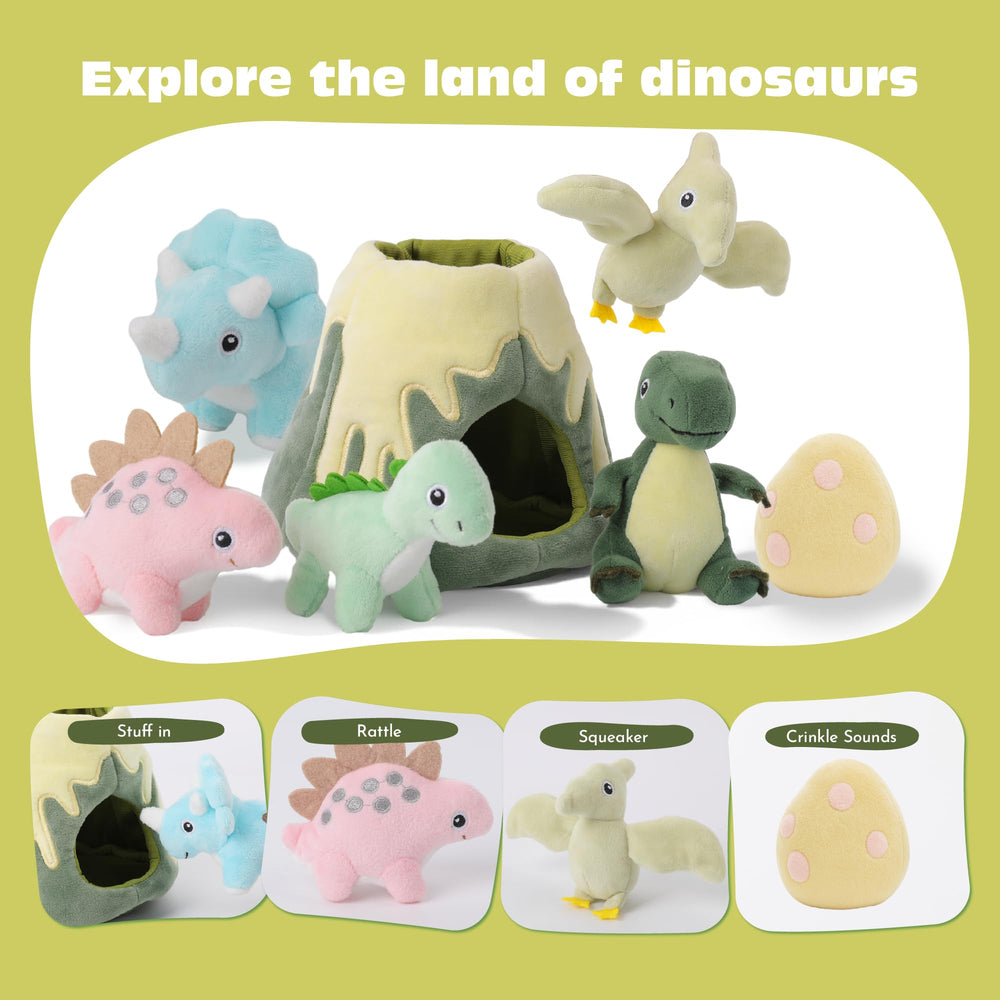 PIIKAGO Stegosaurus plush dinosaur to spark sensory pretend play.