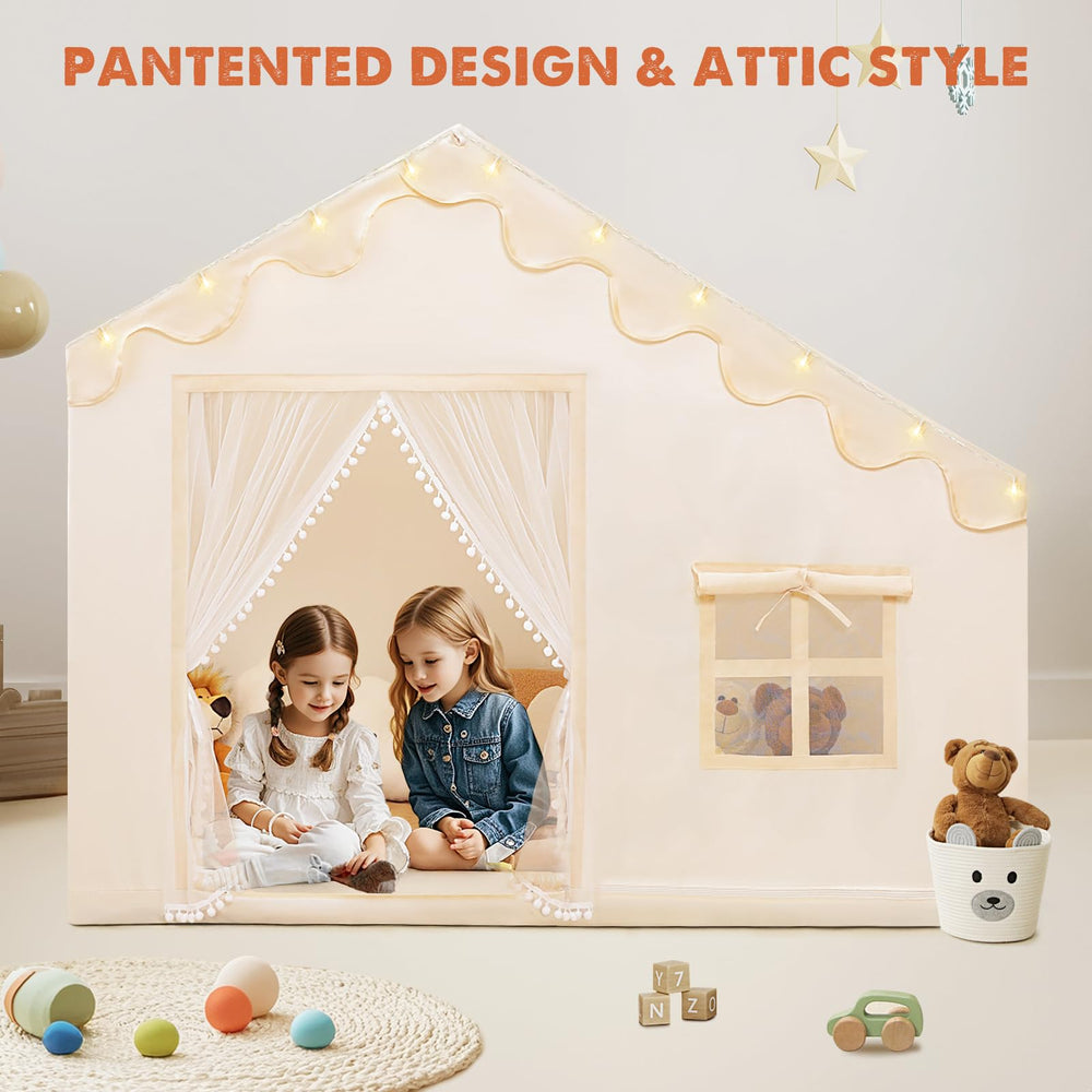 PIIKAGO beige tent fabric blends with any room decor for versatile use