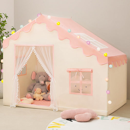 PIIKAGO play tent with pink ball lights enhances cozy indoor playtime.