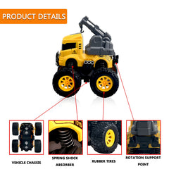 PIIOSER Construction Truck Crane Side View with smooth wheels for versatile play.