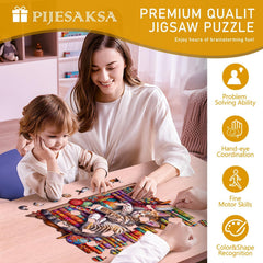 Pijesaksa eco-friendly wood puzzle, 100 pieces, durable and colorfast.