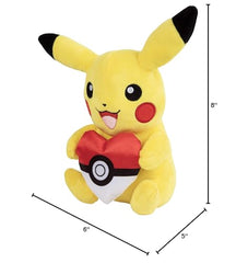 Pikachu plush toy held by a child, perfect travel companion