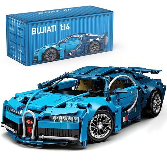 PIKARO 1:14 blue sports car model with openable doors for display and interaction