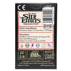 Pillbox Games Side Effects Booster Shot disorder cards on table, adding new twists and challenges.
