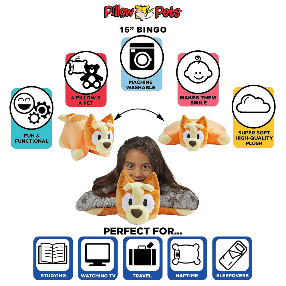 Pillow Pets Bingo travel companion, ideal for car trips and flights.