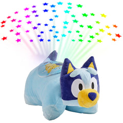 Pillow Pets Bluey Sleeptime Lite projects rainbow stars on the ceiling for cozy bedtimes.